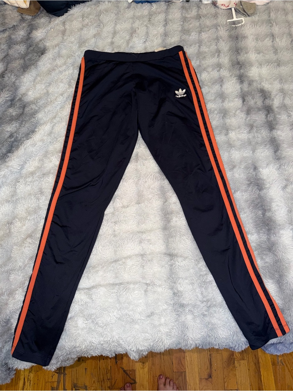 adidas Women's Black Joggers with Orange Side Stripes